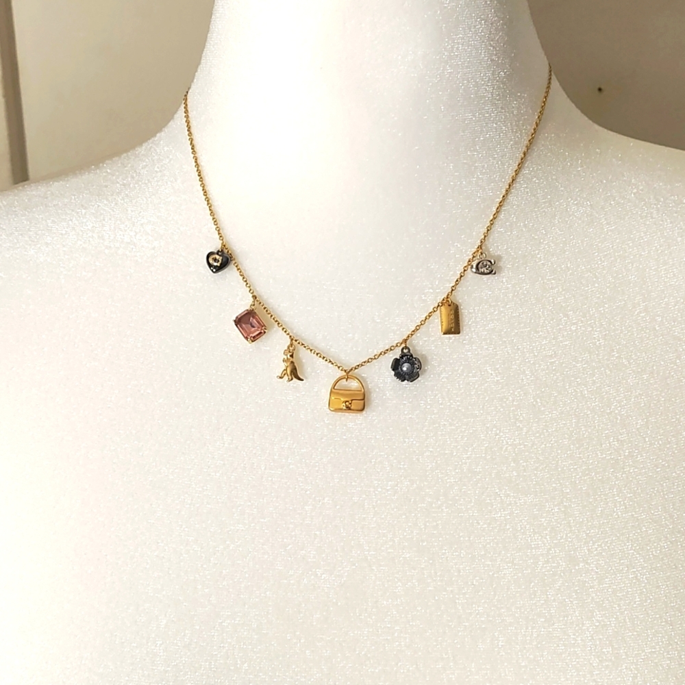 NWT COACH Mini Tabby Gold and Black Charm Necklace - Picture 2 of 10